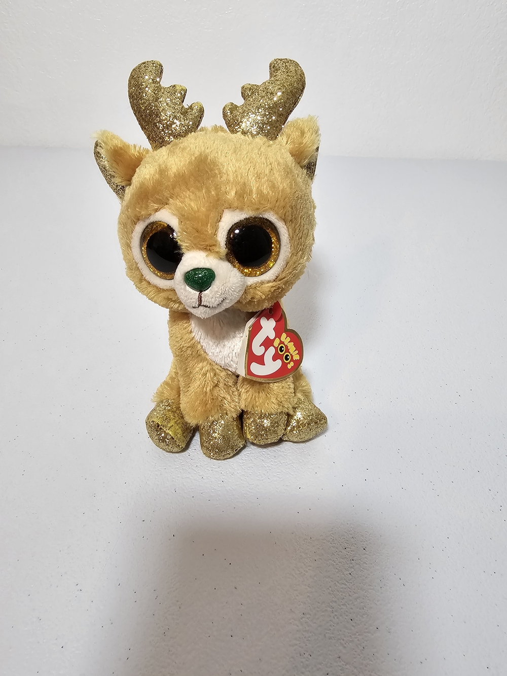 Ty Beanie Boos Glitzy Reindeer Plush Stuffed Animal Glitter Antlers 2016
